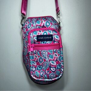 Simply Southern Pink Paisley Shoulder Bag, Adjustable Strap, Zipper Accent
